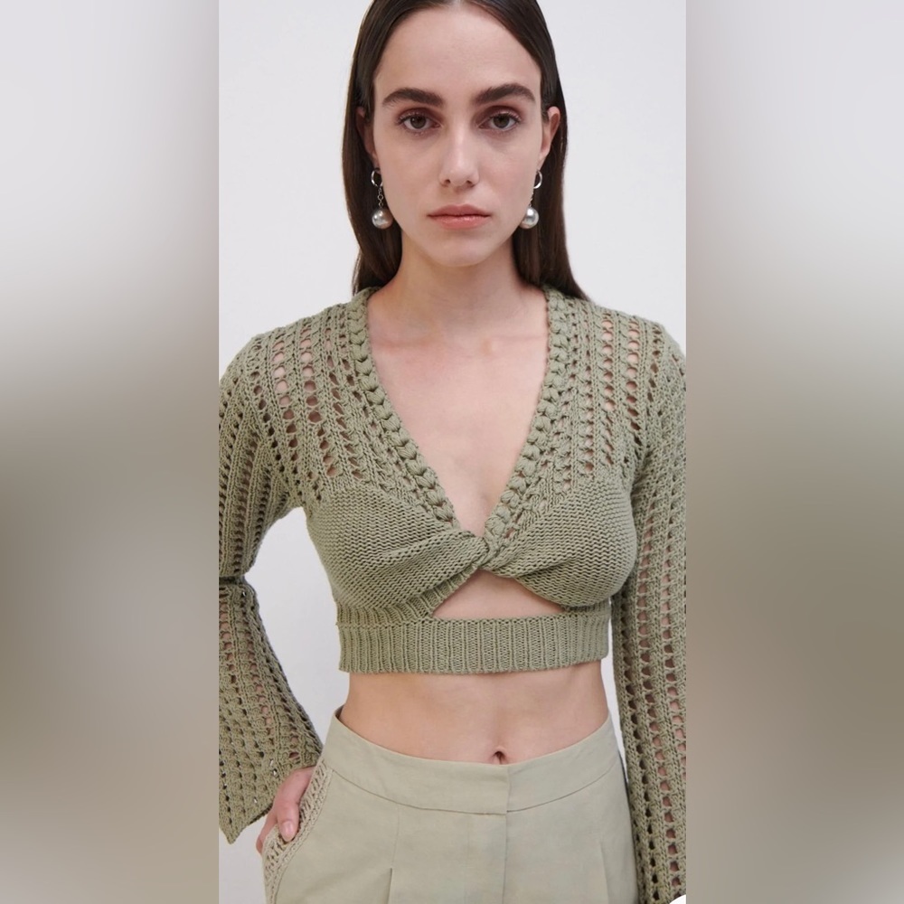 Jonathan Simkhai NWT XS NILE CROCHET CROP TOP - Picture 2 of 5